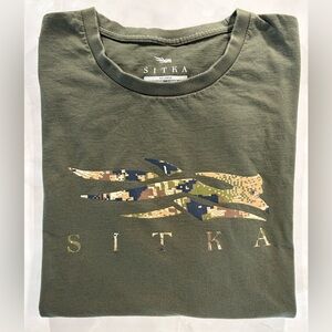 SITKA T-shirt Olive Green Camo Logo Tee- Men's XXL